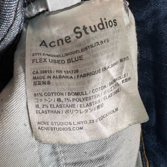Acne Studios Flex Used Blue High Rise Stretch Denim Skinny Jeans Size 28 - Picture 3 of 9